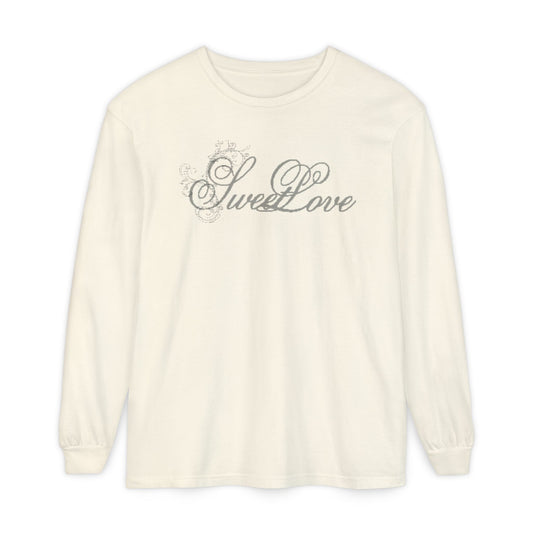 Sweet Love Long Tee — Vintage Script Soft Aesthetic Shirt